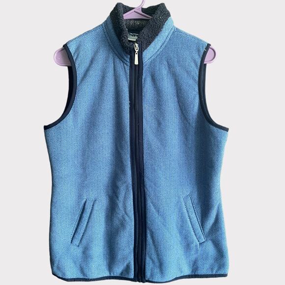 Karen Scott Sport Womens Medium Blue Fleece Vest Full Zipper Polyester - Picture 1 of 6